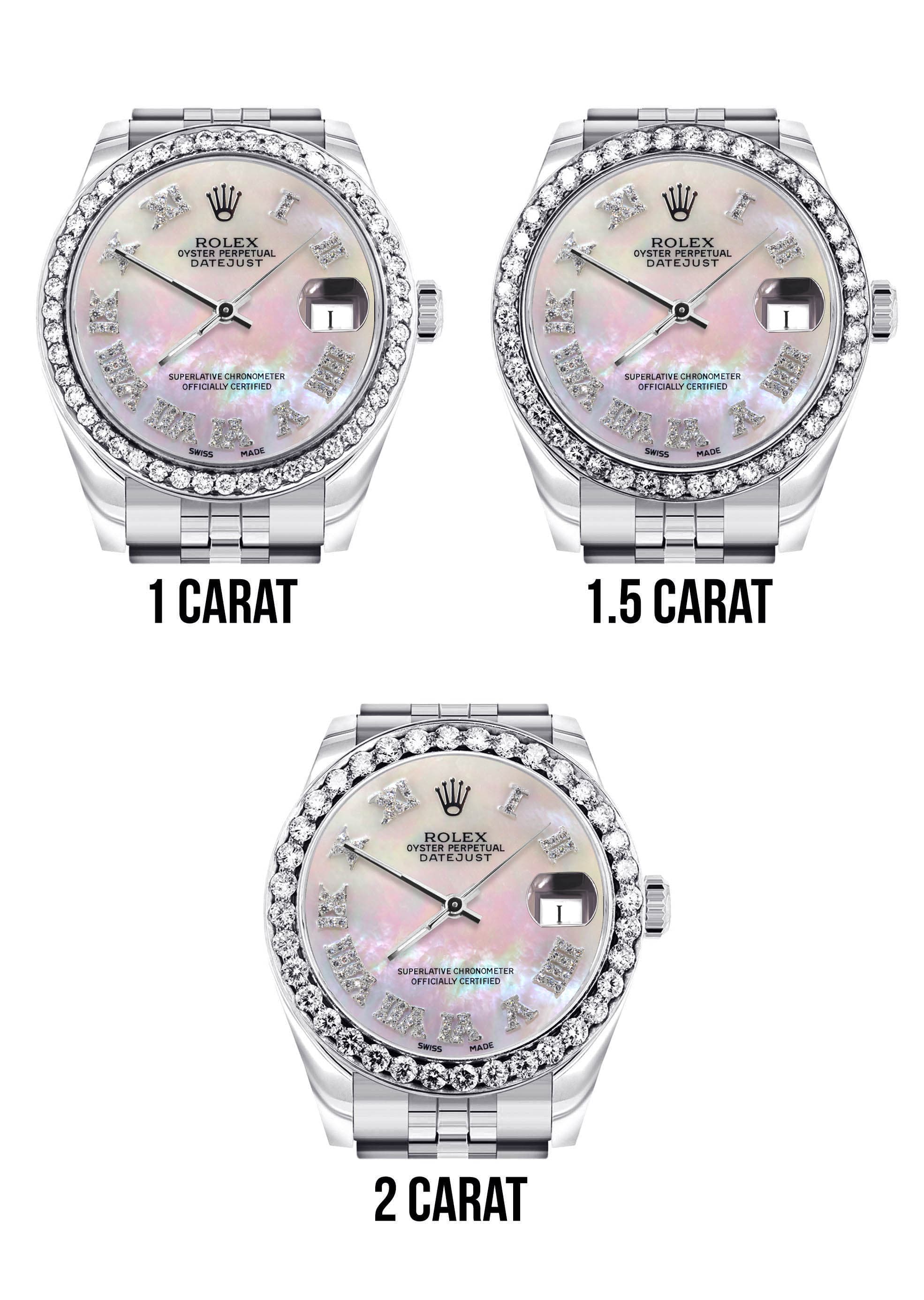 Diamond Bezel Mother-of-Pearl Dial Swiss Quartz Watch, 316L Stainless Steel & rolex-datejust-diamond-bezel-  main image 4