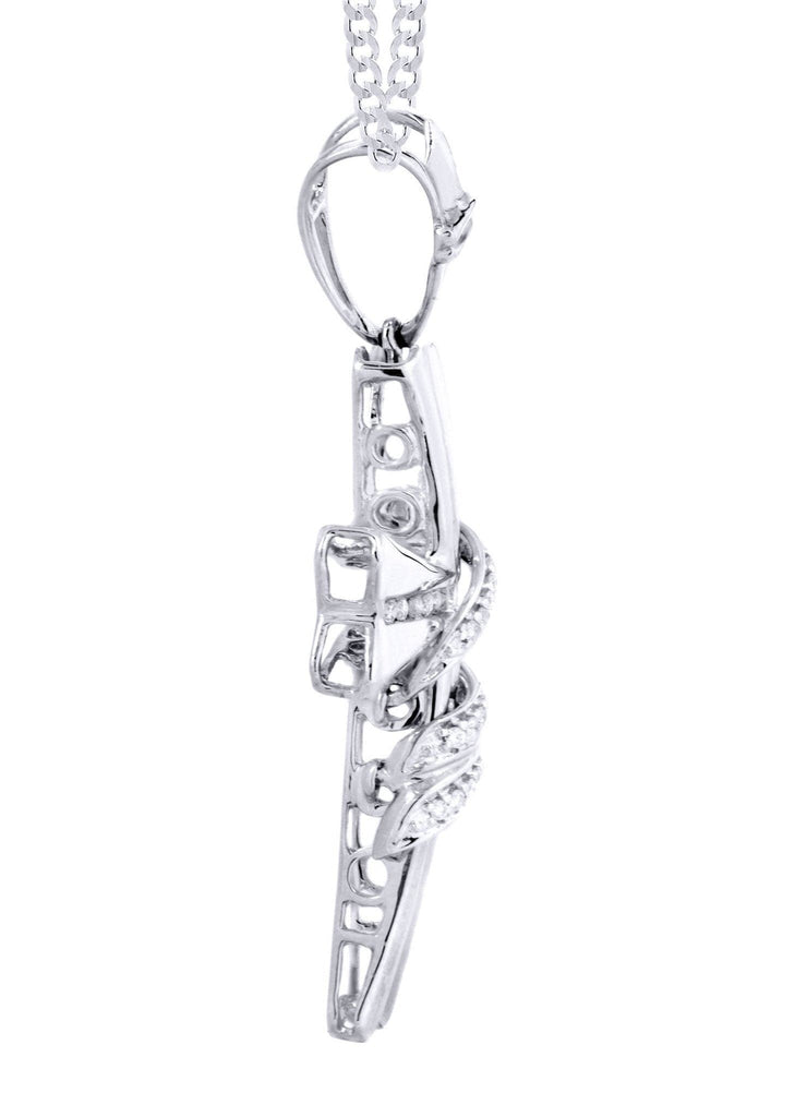 14K White Gold Cross Diamond Pendant & Cuban Chain | 0.46 Carats Diamond Combo FROST NYC 