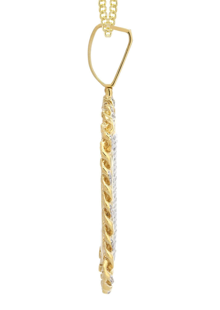 14 Yellow Gold Dog Tag Diamond Pendant & Cuban Chain | 4.65 Carats Diamond Combo FROST 