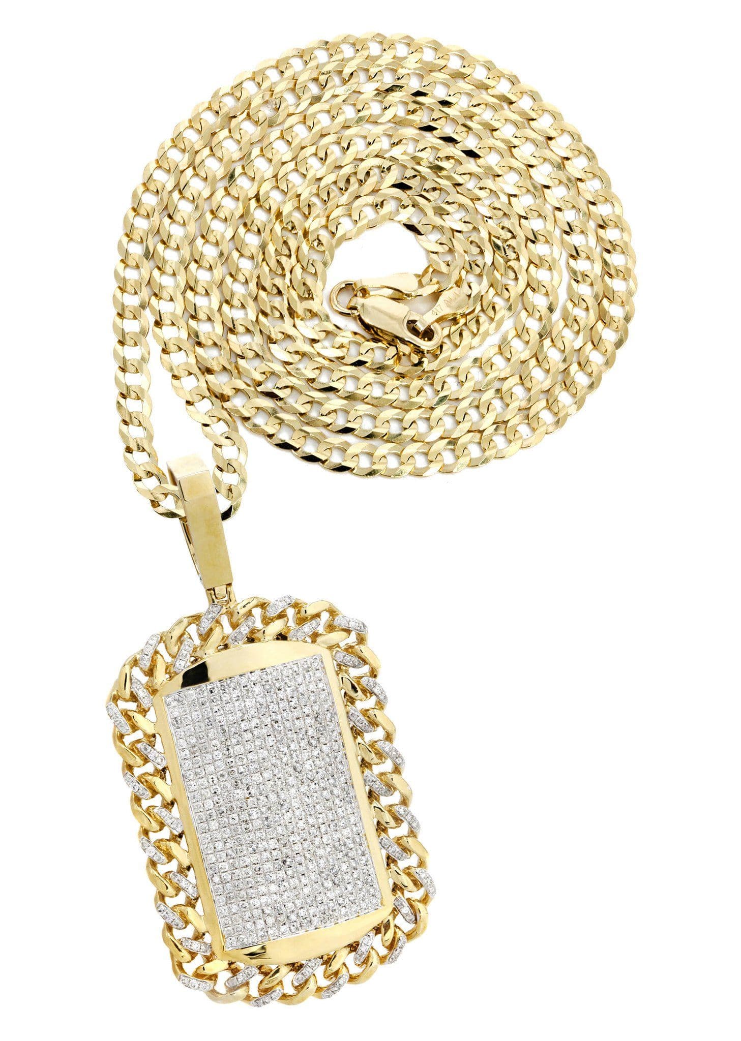 14 Yellow Gold Dog Tag Diamond Necklace Carats