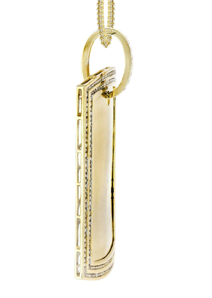 10K Yellow Gold Dog Tag Diamond Pendant & Franco Chain | 2.42 Carats Diamond Combo FROST NYC 