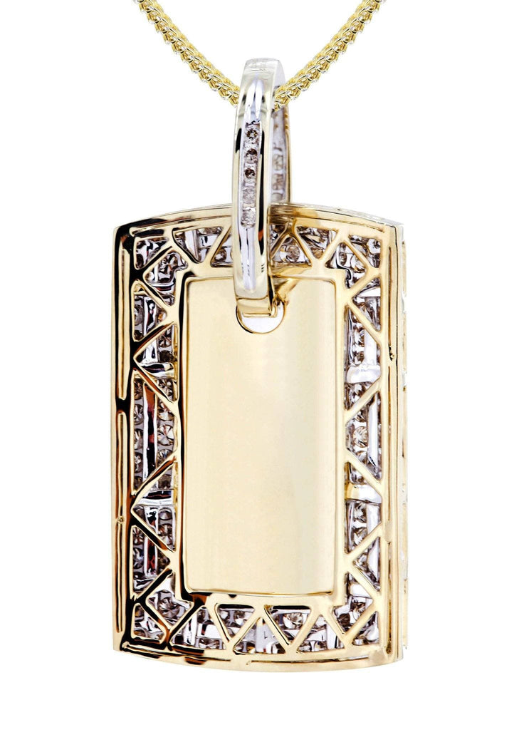 10K Yellow Gold Dog Tag Diamond Pendant & Franco Chain | 1.77 Carats Diamond Combo FROST NYC 