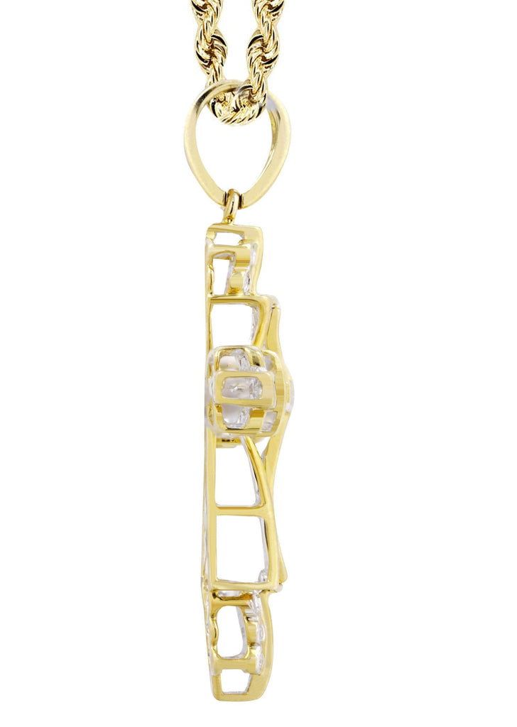 10K Yellow Gold Cross Pendant & Rope Chain | 0.62 Carats diamond combo FrostNYC 