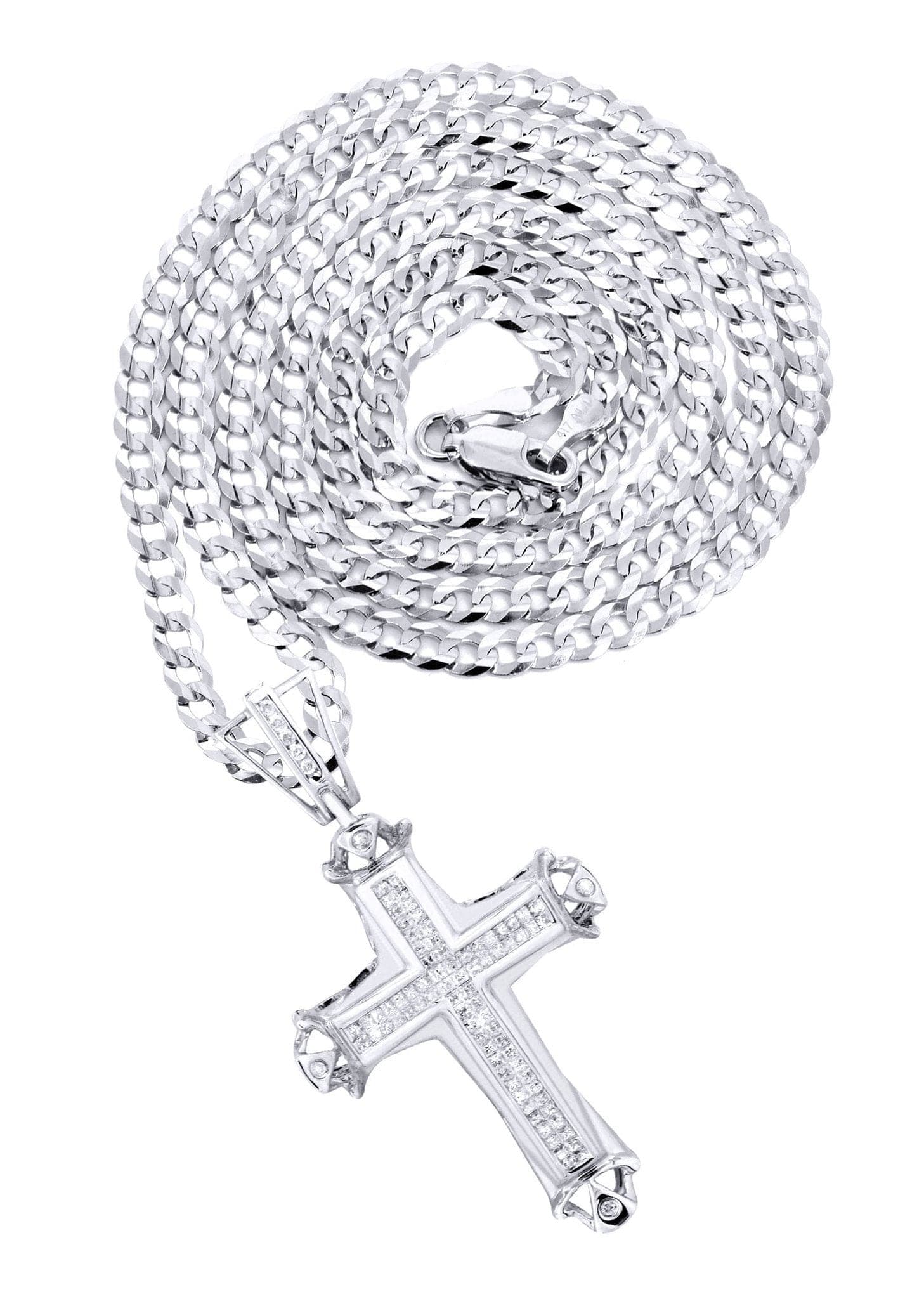 14K White Gold Diamond Cross Necklace Carats