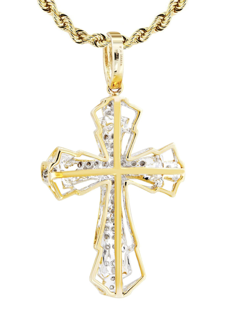 10K Yellow Gold Cross Pendant & Rope Chain | 0.26 Carats diamond combo FrostNYC 