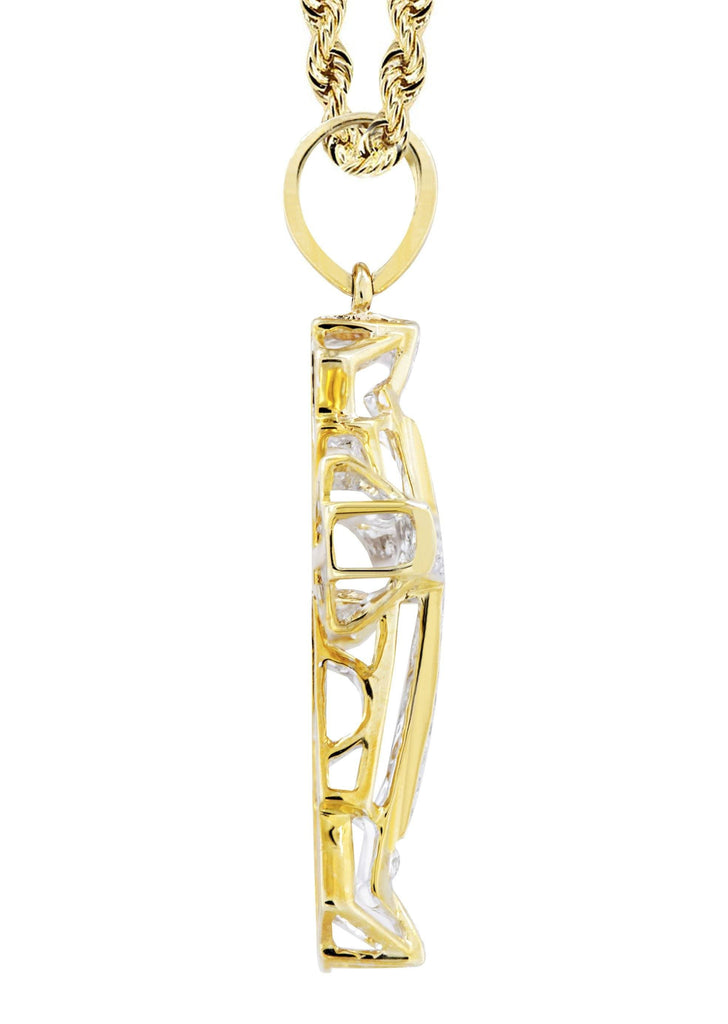 10K Yellow Gold Cross Pendant & Rope Chain | 0.26 Carats diamond combo FrostNYC 