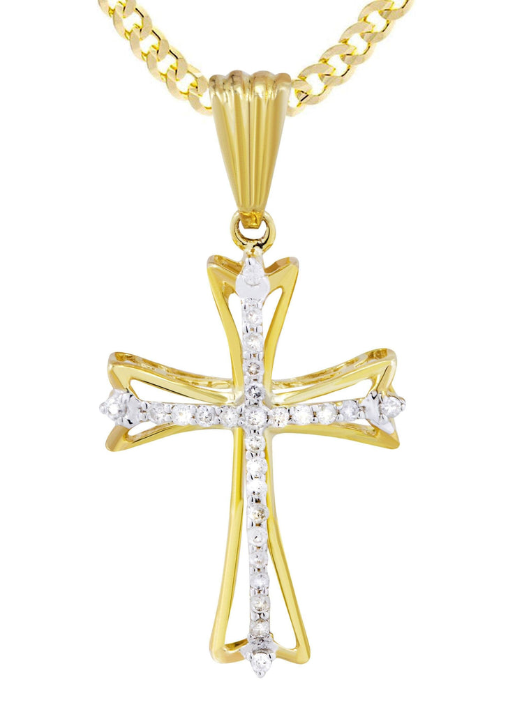 10K Yellow Gold Cross Diamond Necklace | 0.21 Carats – FrostNYC
