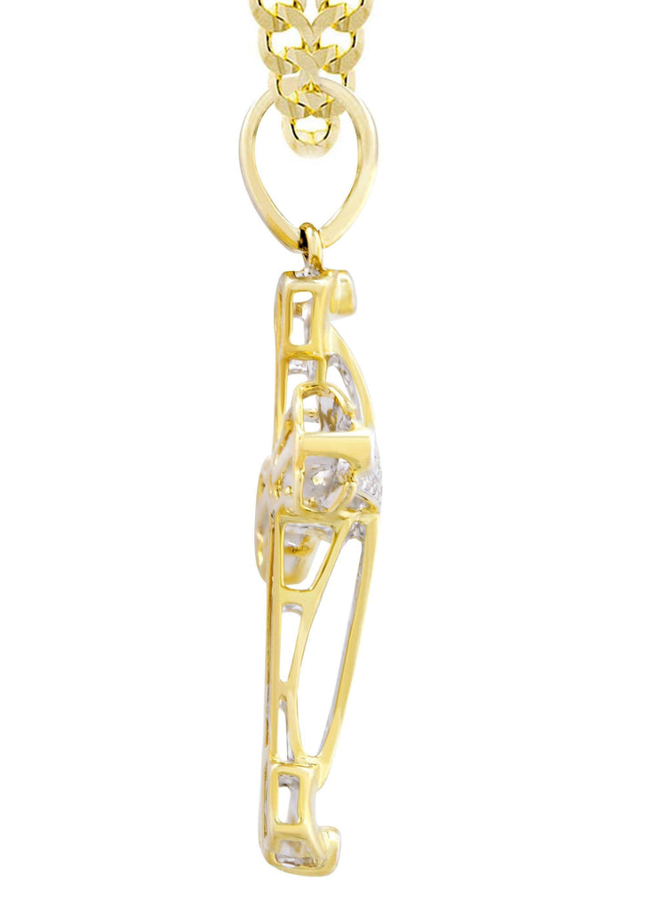 10K Yellow Gold Cross Pendant & Cuban Chain | 0.49 Carats diamond combo FrostNYC 