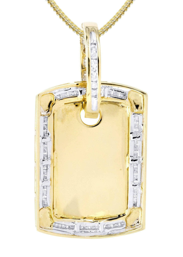 14K Yellow Gold Dog Tag Diamond Pendant & Franco Chain | 0.67 Carats Diamond Combo FROST NYC 