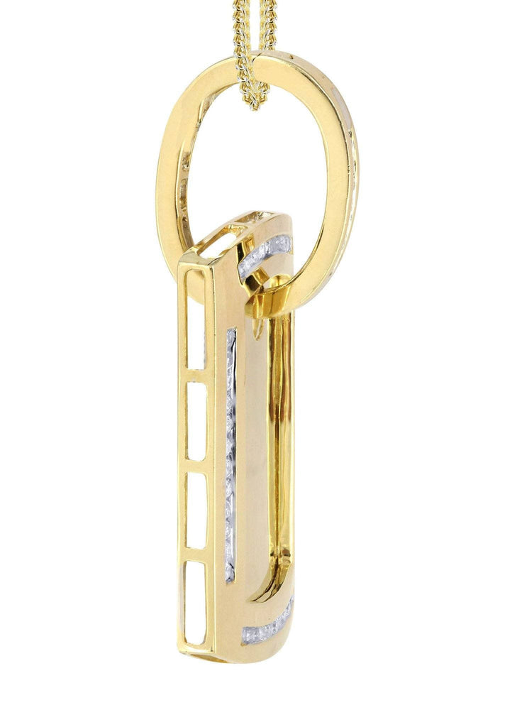 14K Yellow Gold Dog Tag Diamond Pendant & Franco Chain | 0.67 Carats Diamond Combo FROST NYC 