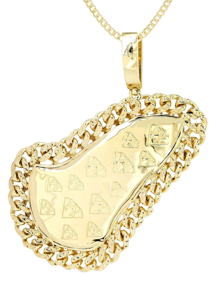 14 Yellow Gold Praying Hands Diamond Pendant & Cuban Chain | 4.23 Carats Diamond Combo FROST 