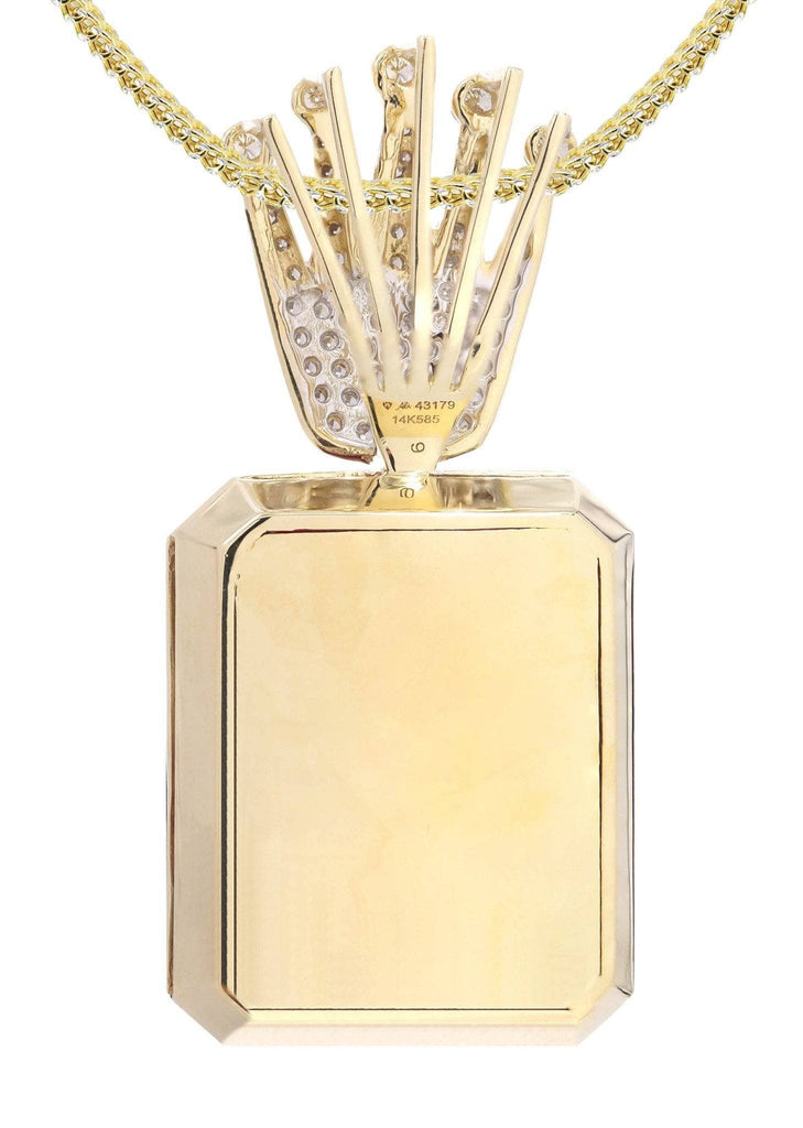 14K Yellow Gold Ruby Crown Diamond Pendant & Franco Chain | 1.14K Carats Diamond Combo FROST NYC 