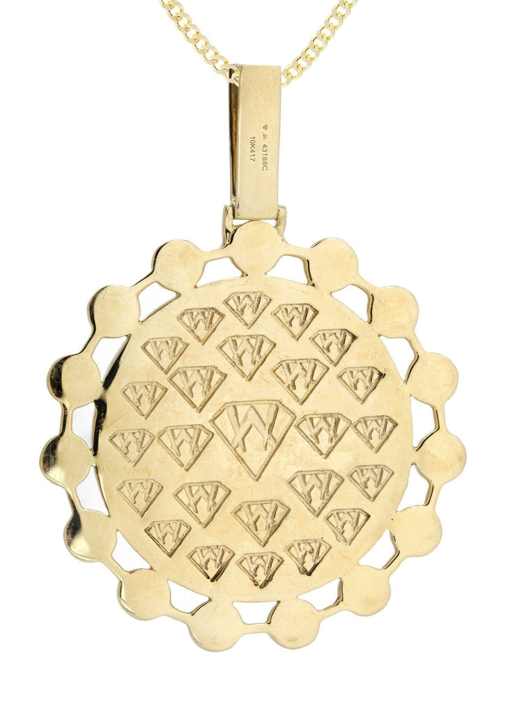 10 Yellow Gold Medusa Diamond Pendant & Cuban Chain | 1.39 Carats Diamond Combo FROST 