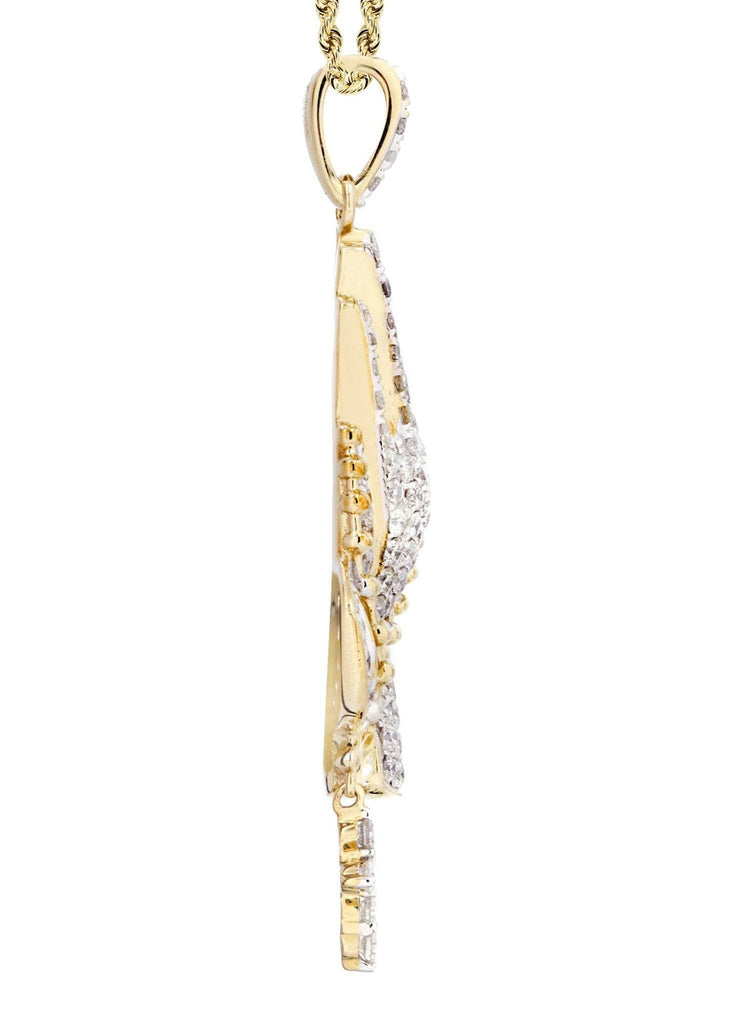 10K Yellow Gold Praying Hands Diamond Pendant & Rope Chain | 5 Carats Diamond Combo FROST NYC 