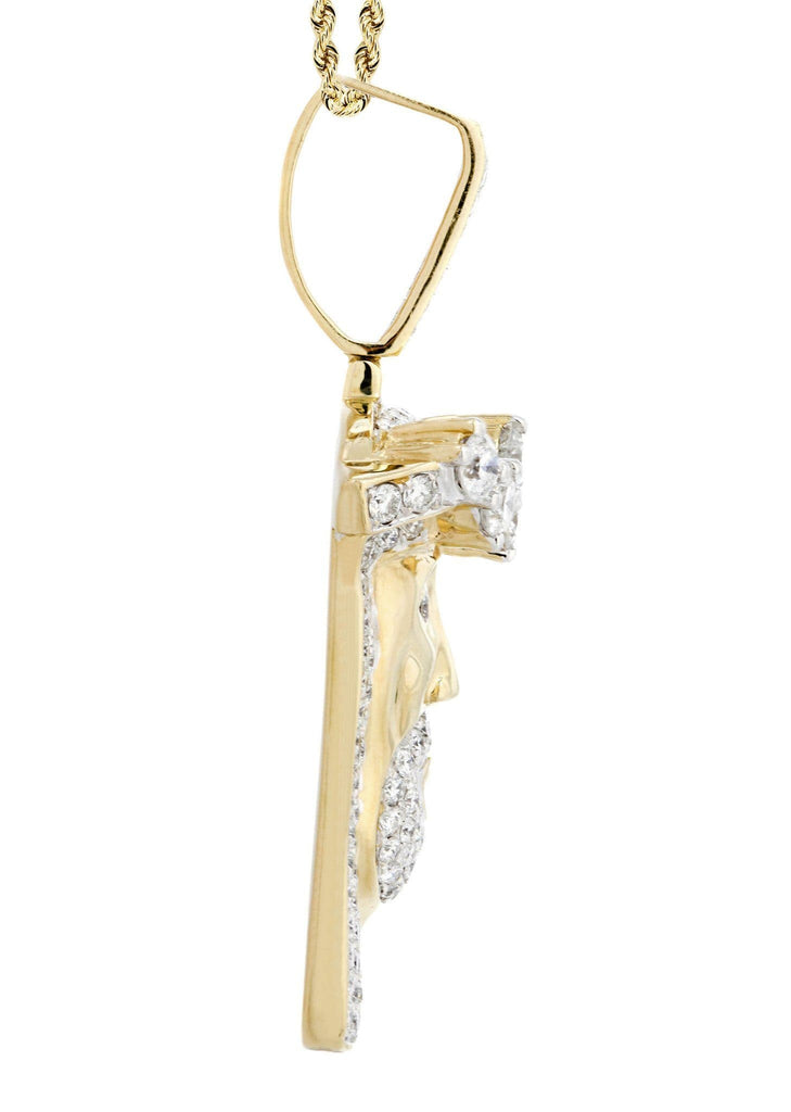 14K Yellow Gold Jesus Head Diamond Pendant & Rope Chain | 5.85 Carats Diamond Combo FROST NYC 