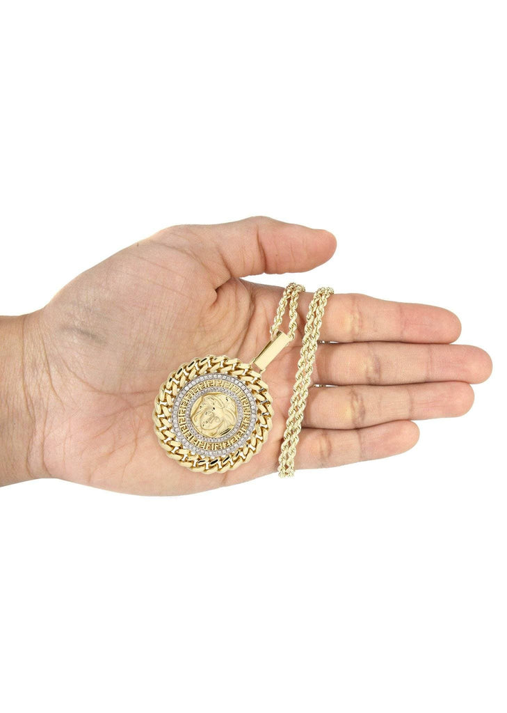 14 Yellow Gold Medusa Diamond Pendant & Rope Chain | 1.44 Carats Diamond Combo FROST 