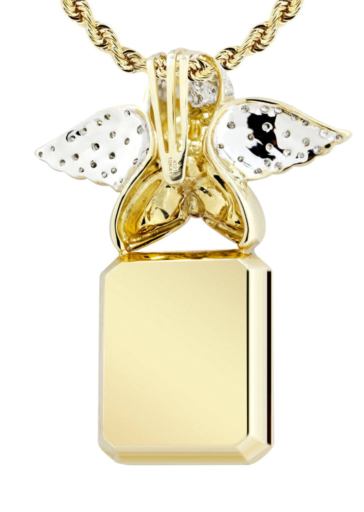 10K Yellow Gold Ruby Angel Pendant & Rope Chain | 1.6 Carats diamond combo FrostNYC 