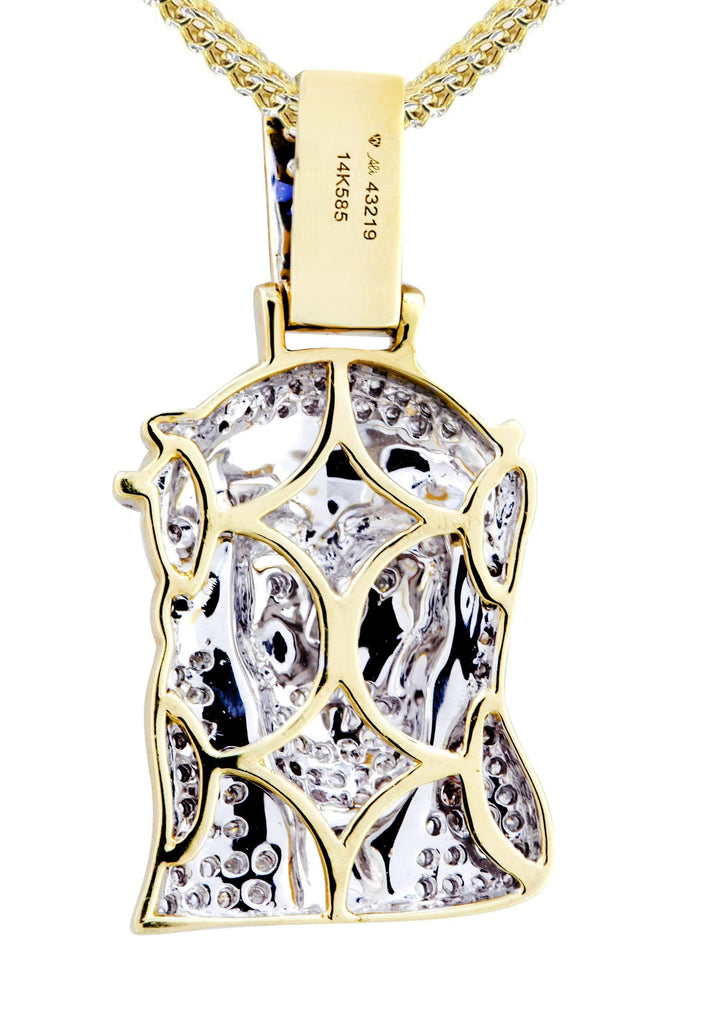 14K Yellow Gold Jesus Head Pendant & Franco Chain | 0.88 Carats diamond combo FrostNYC 