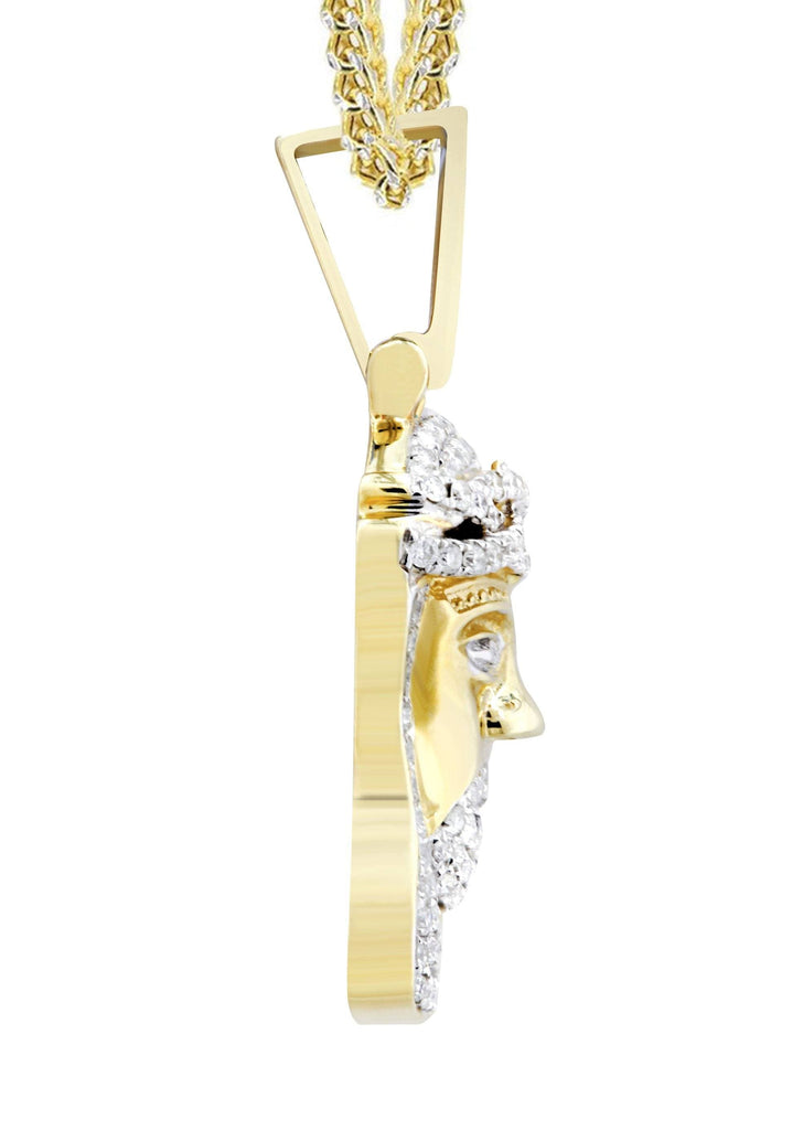 14K Yellow Gold Jesus Head Pendant & Franco Chain | 0.88 Carats diamond combo FrostNYC 
