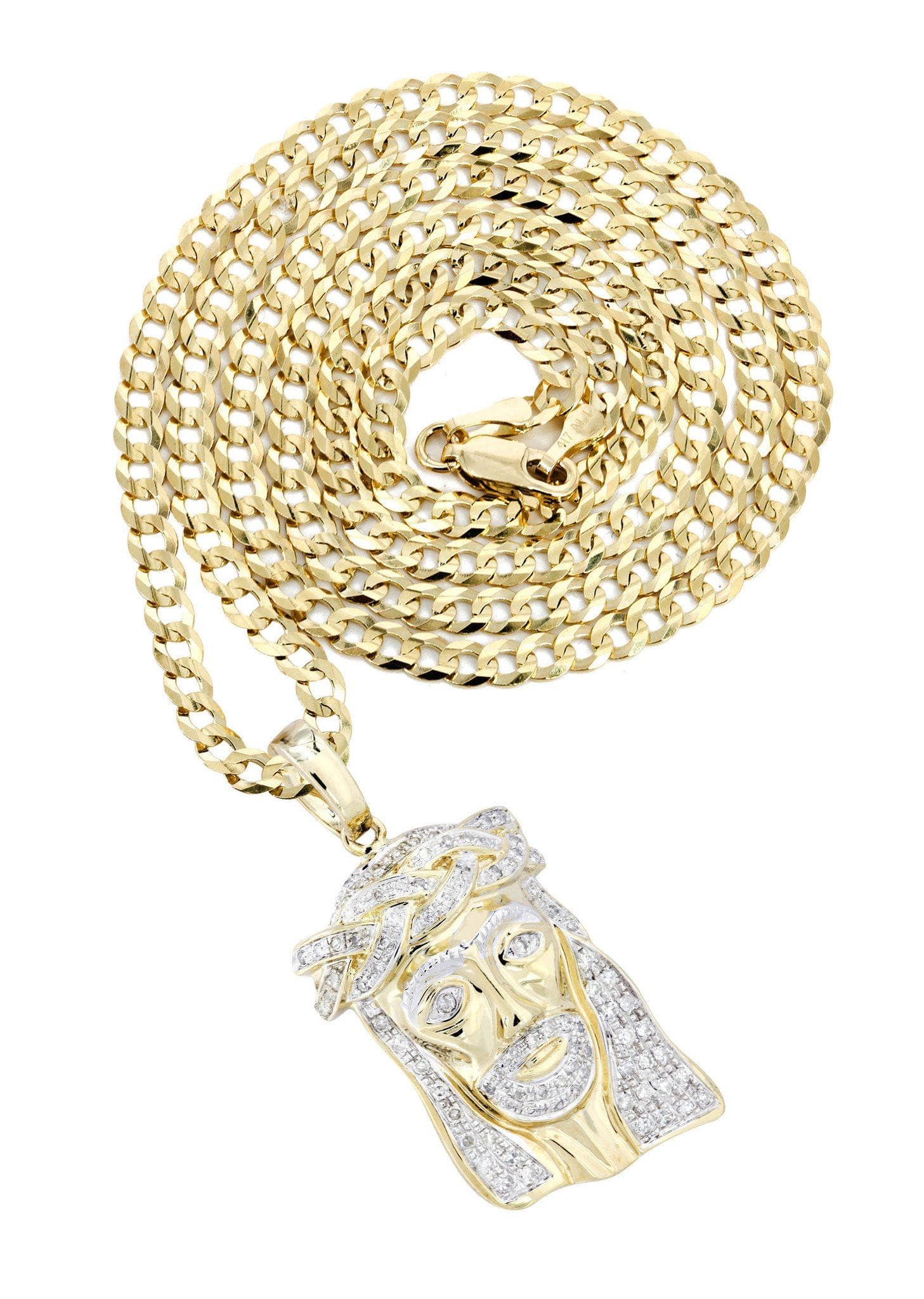10K Yellow Gold Jesus Head Diamond Necklace Carats