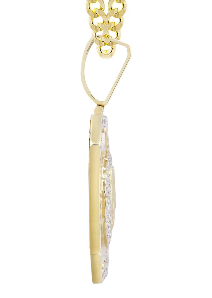 14K Yellow Gold Lion Dog Tag Pendant & Cuban Chain | 3.09 Carats diamond combo FrostNYC 