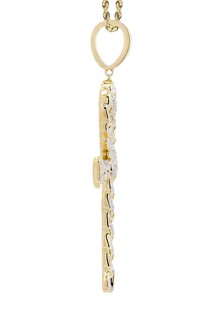 10K Yellow Gold Ankh Diamond Pendant & Rope Chain | 0.79 Carats Diamond Combo FROST NYC 