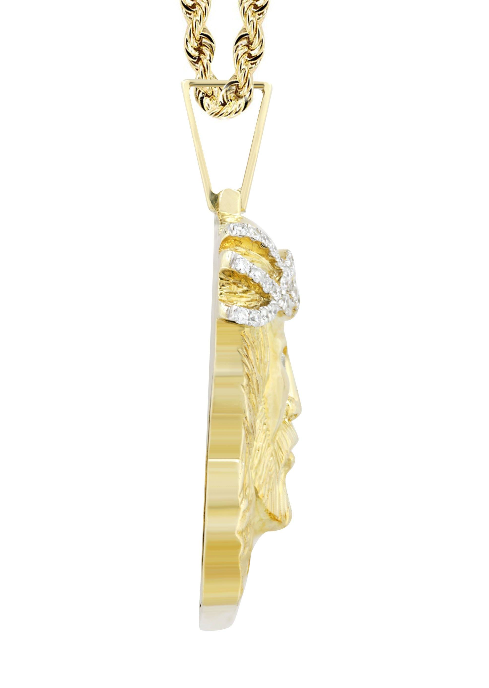 10K Yellow Gold Jesus Head Diamond Necklace | 0.85 Carats