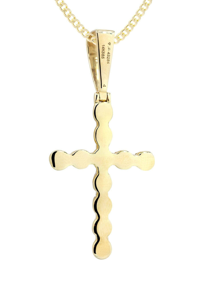 14K Yellow Gold Cross Diamond Pendant & Cuban Chain | 1.49 Carats Diamond Combo FROST NYC 