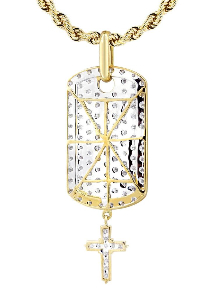 10K Yellow Gold Dog Tag Pendant & Rope Chain | 1.06 Carats diamond combo FrostNYC 