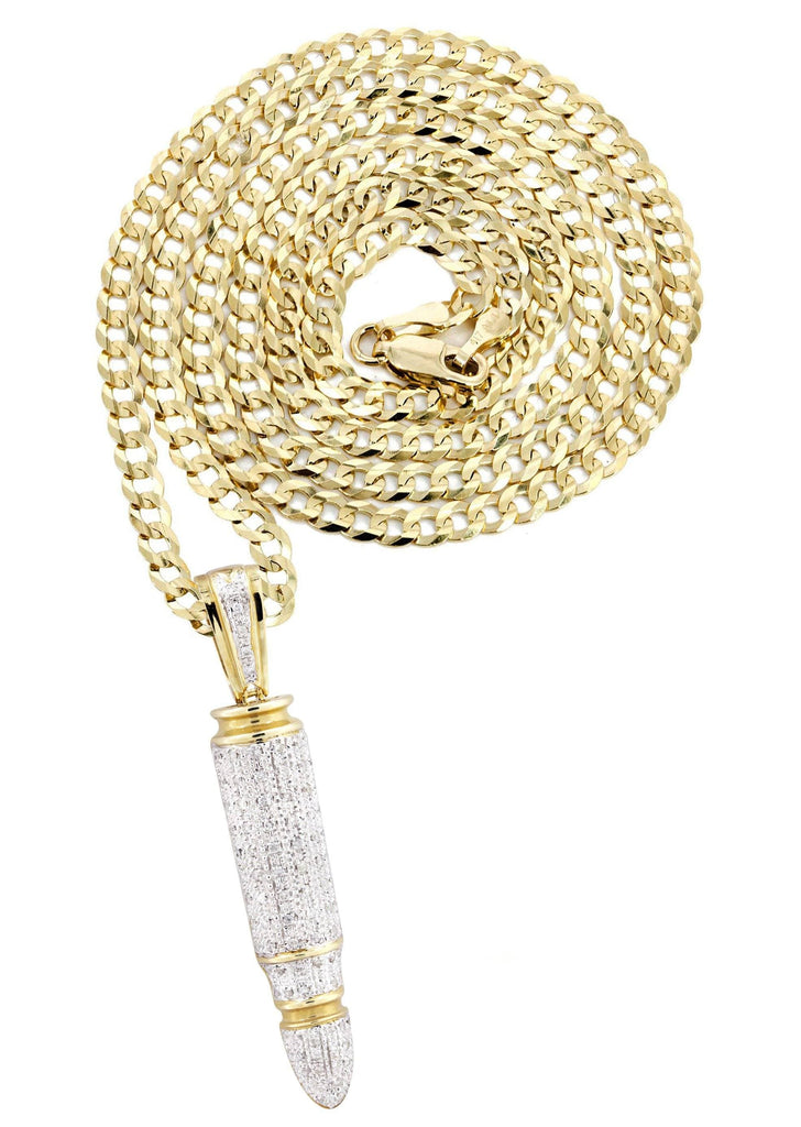 10K Yellow Gold Bullet Diamond Necklace Carats - Main Image