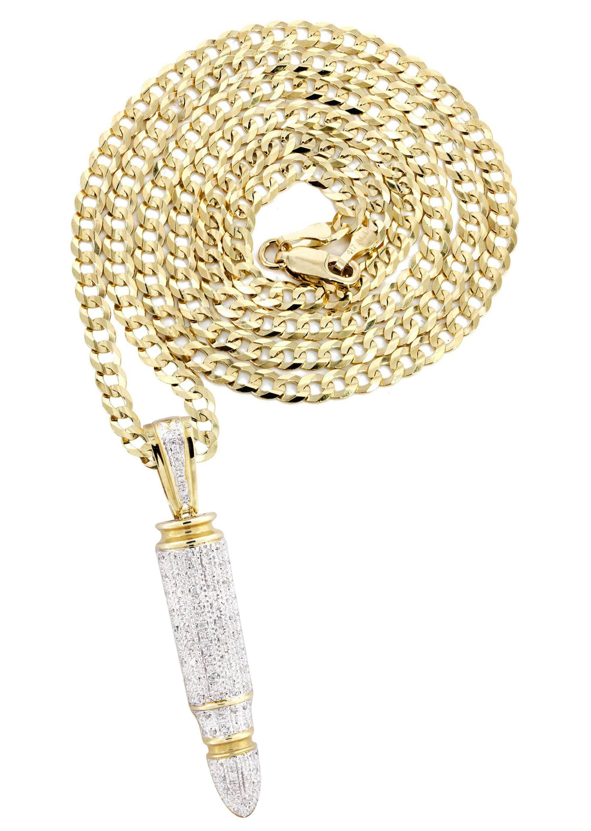 10K Yellow Gold Bullet Diamond Necklace Carats - Main Image