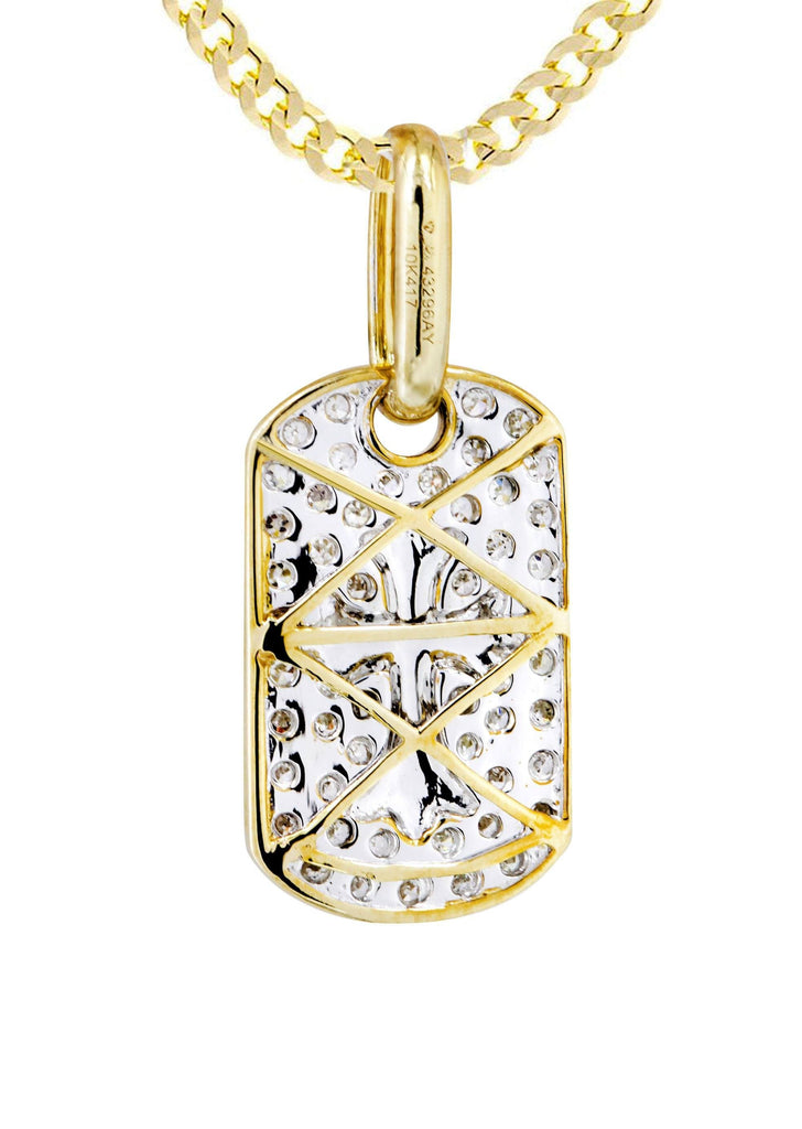 10K Yellow Gold Dog Tag Pendant & Cuban Chain | 0.47 Carats diamond combo FrostNYC 
