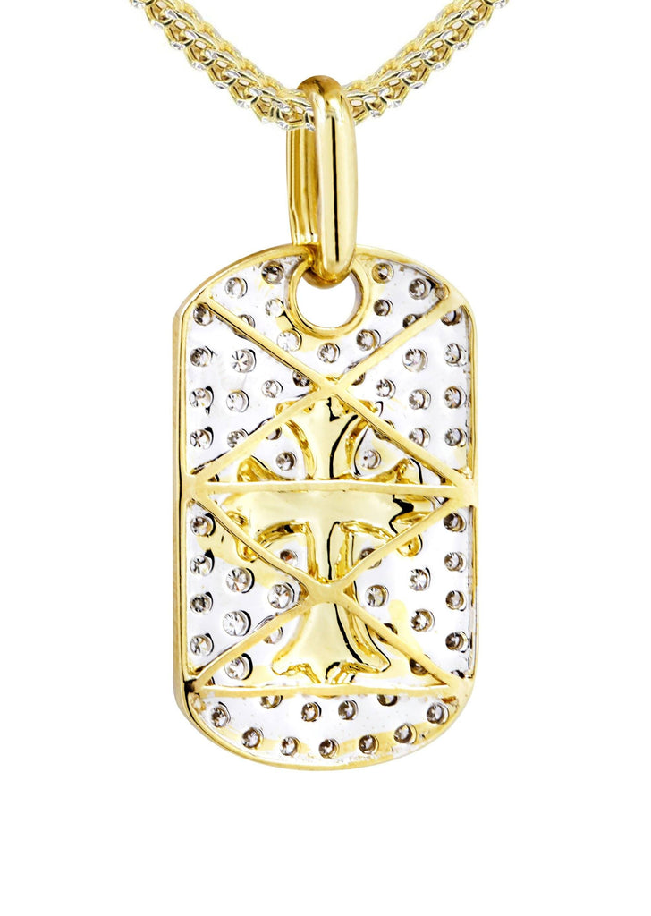 10K Yellow Gold Dog Tag Pendant & Franco Chain | 0.69 Carats diamond combo FrostNYC 