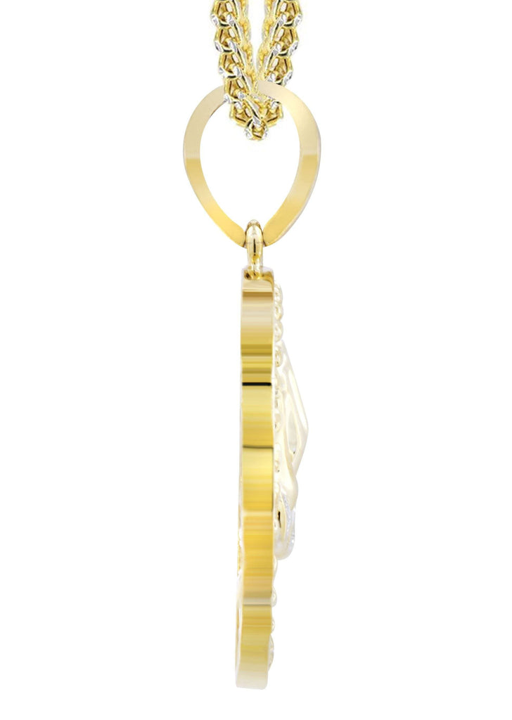 10K Yellow Gold Praying Hands Pendant & Franco Chain | 0.54 Carats diamond combo FrostNYC 