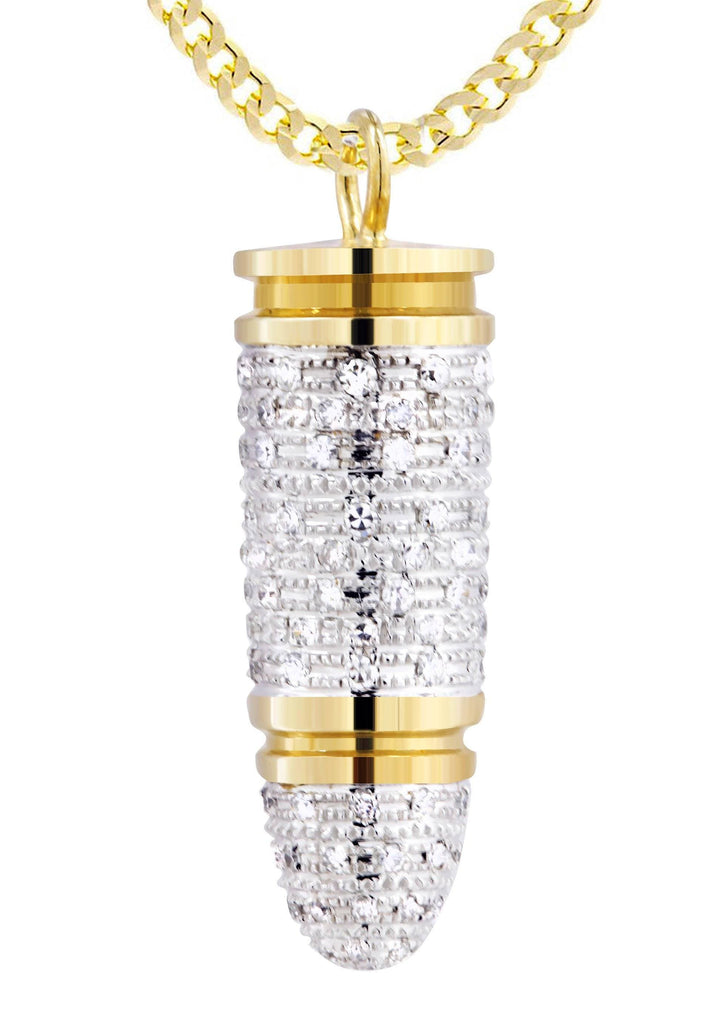 10K Yellow Gold Bullet Diamond Necklace Carats