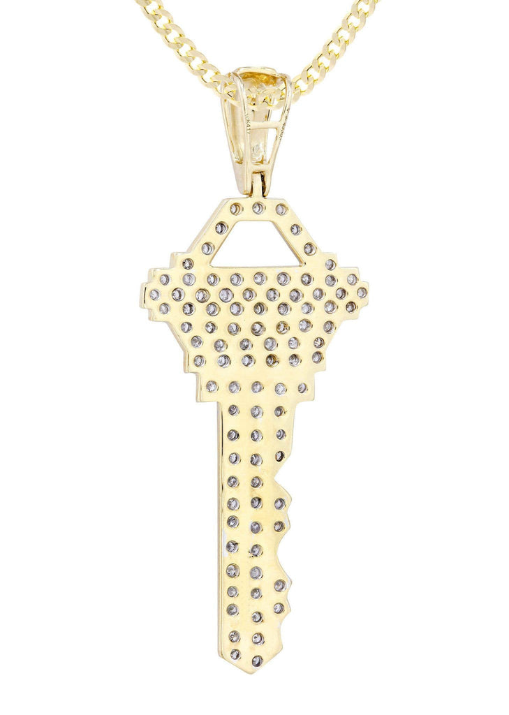 10K Yellow Gold Key Diamond Pendant & Cuban Chain | 1.17 Carats Diamond Combo FROST NYC 