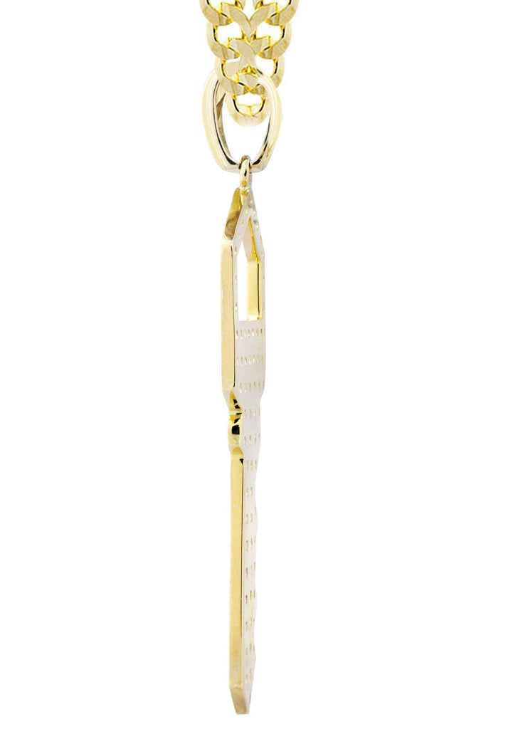 10K Yellow Gold Key Pendant & Cuban Chain | 0.45 Carats diamond combo FrostNYC 