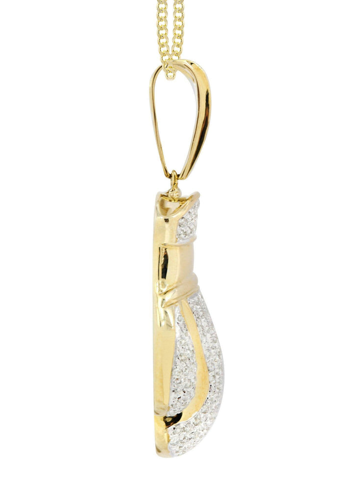 10K Yellow Gold Boxing Glove Diamond Pendant & Cuban Chain | 1.42 Carats Diamond Combo FROST NYC 
