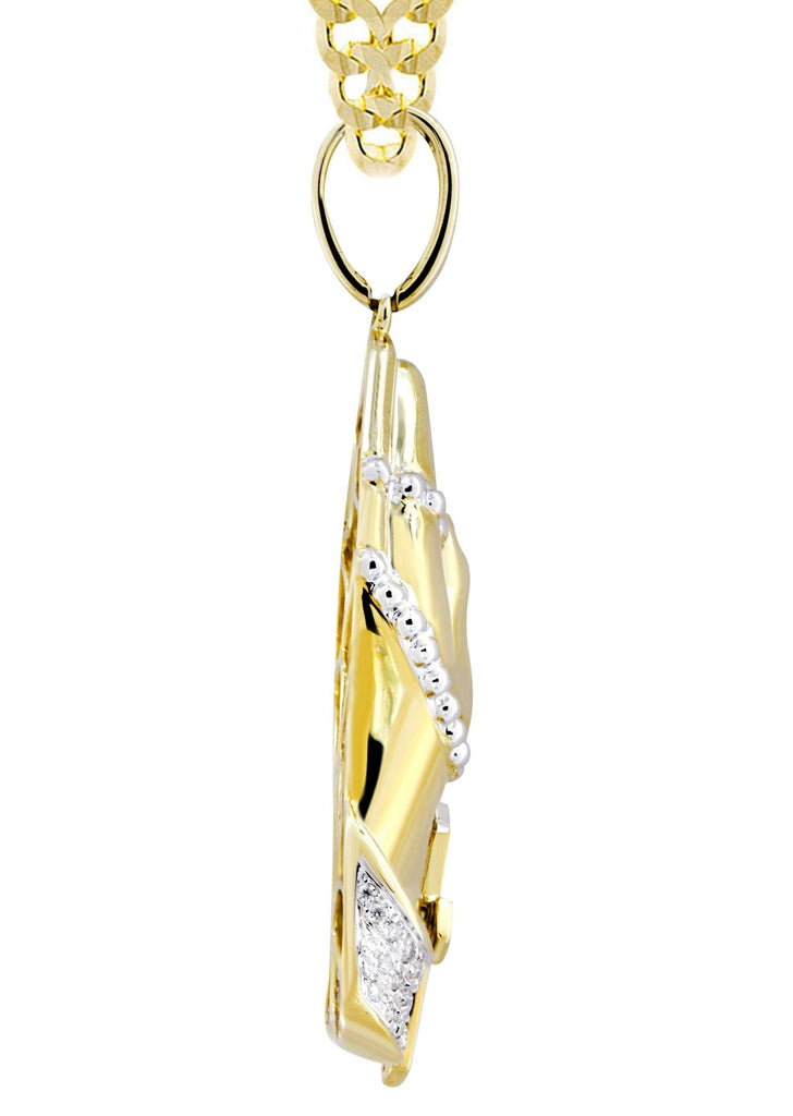 10K Yellow Gold Praying Hands Pendant & Cuban Chain | 0.46 Carats diamond combo FrostNYC 