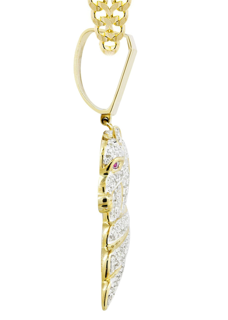 10K Yellow Gold Horse Pendant & Cuban Chain | 1.07 Carats diamond combo FrostNYC 