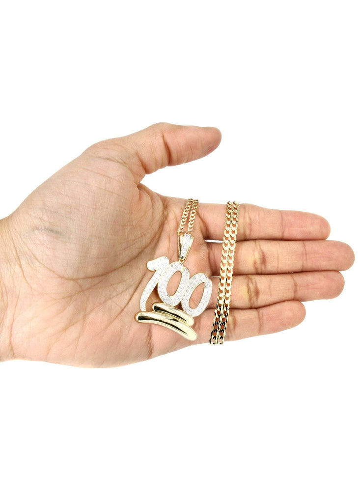 10K Yellow Gold 100 Diamond Pendant & Cuban Chain | 1.14K Carats Diamond Combo FROST NYC 