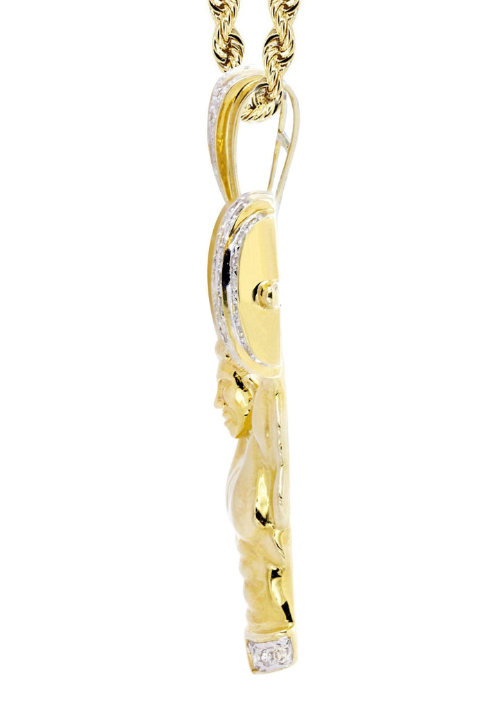 10K Yellow Gold Muscle Man Pendant & Rope Chain | 0.85 Carats diamond combo FrostNYC 