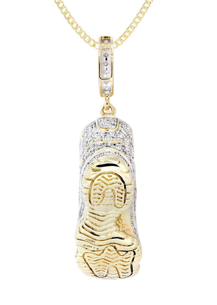 10K Yellow Gold Sneaker Diamond Pendant & Cuban Chain | 1.16 Carats Diamond Combo FROST NYC 