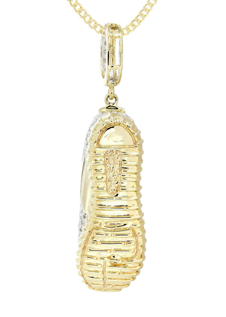 10K Yellow Gold Sneaker Diamond Pendant & Cuban Chain | 1.13 Carats Diamond Combo FROST NYC 