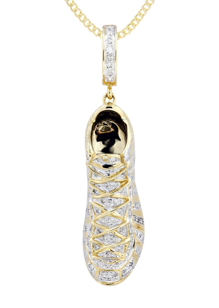 10K Yellow Gold Sneaker Diamond Pendant & Cuban Chain | 0.68 Carats Diamond Combo FROST NYC 