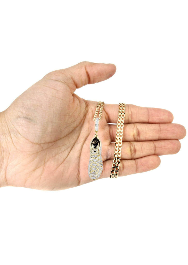 10K Yellow Gold Sneaker Diamond Pendant & Cuban Chain | 0.68 Carats Diamond Combo FROST NYC 