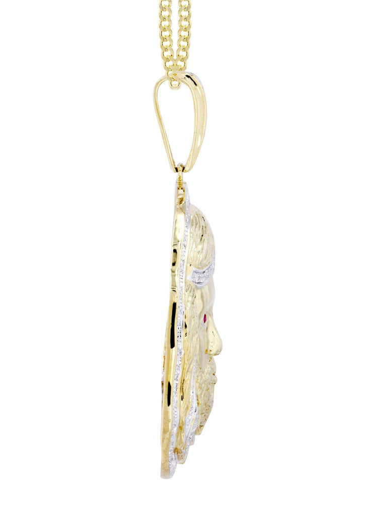 10K Yellow Gold Jesus Head Diamond Pendant & Cuban Chain | 1.1 Carats Diamond Combo FROST NYC 