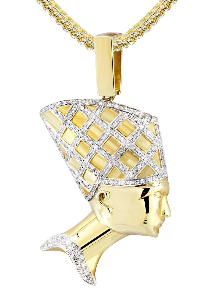 10K Yellow Gold Pharaoh Pendant & Franco Chain | 0.7 Carats diamond combo FrostNYC 