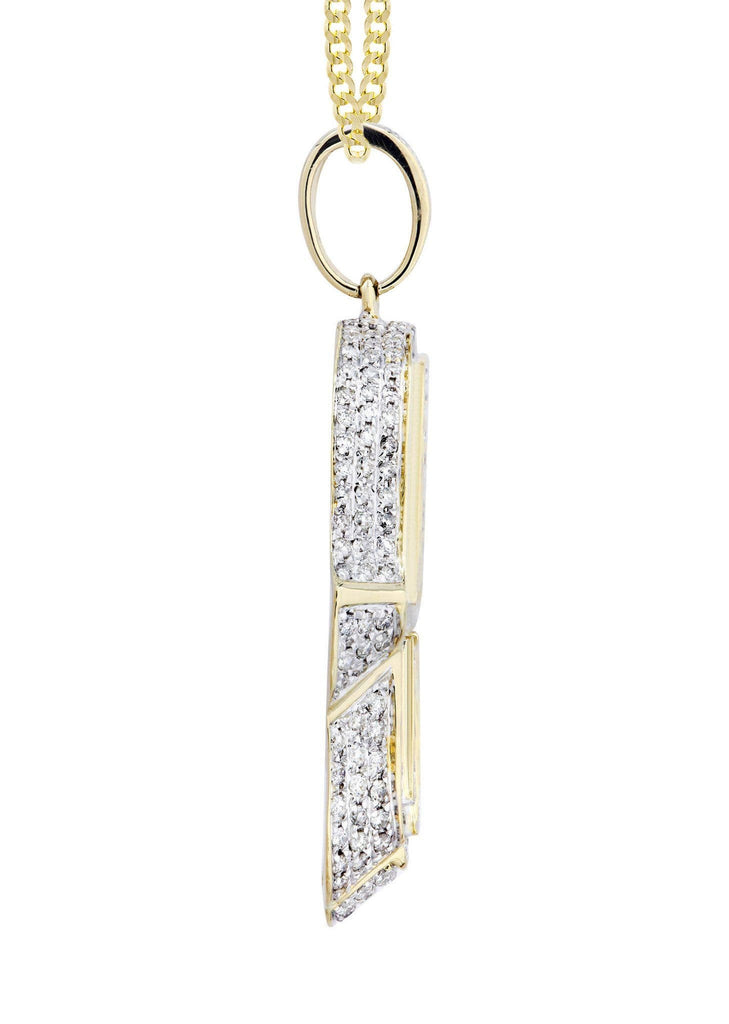 14K Yellow Gold Hamsa Diamond Pendant & Cuban Chain | 2.36 Carats Diamond Combo FROST NYC 