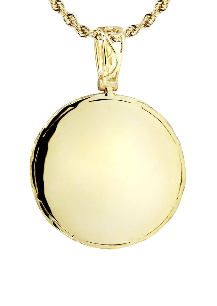 14K Yellow Gold Round Pendant & Rope Chain | 2.1 Carats diamond combo FrostNYC 